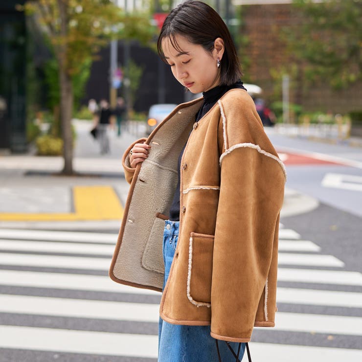 リバーシブル ノーカラーコーデュロイブルゾン | coen【women】 | 詳細画像20 