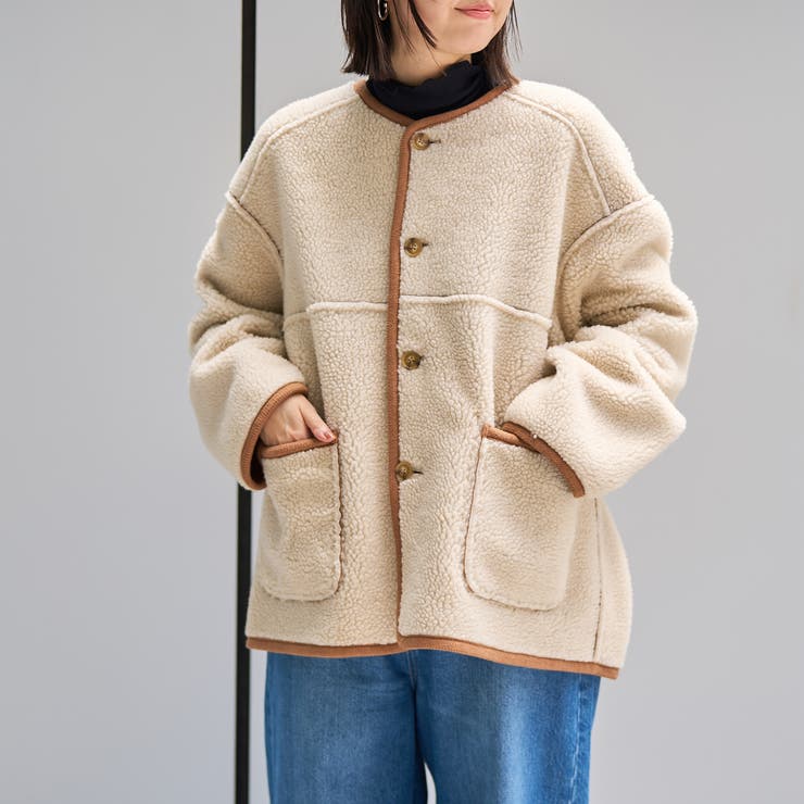 リバーシブル ノーカラーコーデュロイブルゾン | coen【women】 | 詳細画像24 