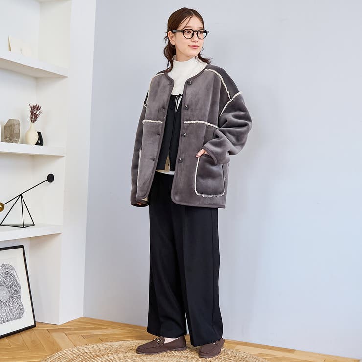 リバーシブル ノーカラーコーデュロイブルゾン | coen【women】 | 詳細画像8 