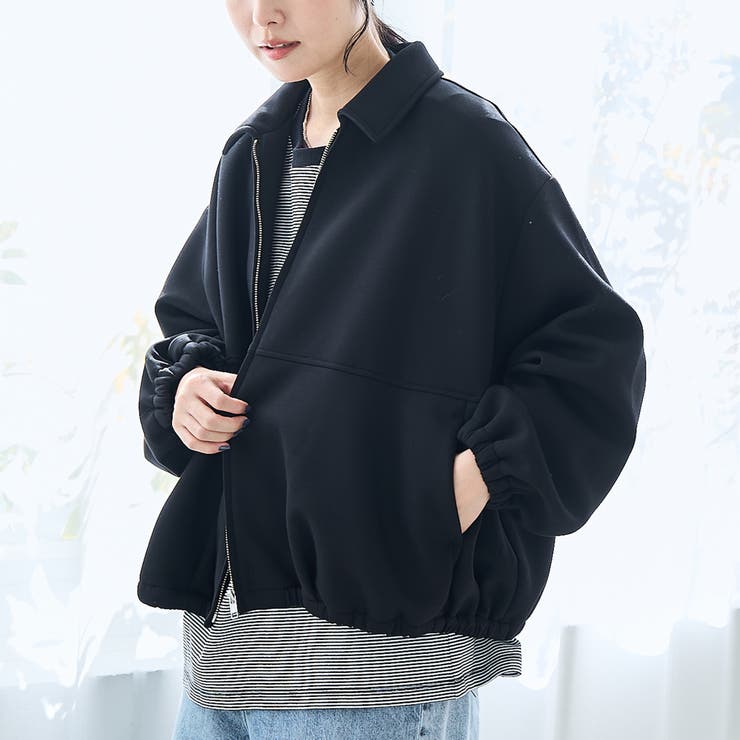 BLACK | ダンボール襟付きブルゾン【インフルエンサー紹介アイテム】 | coen【women】