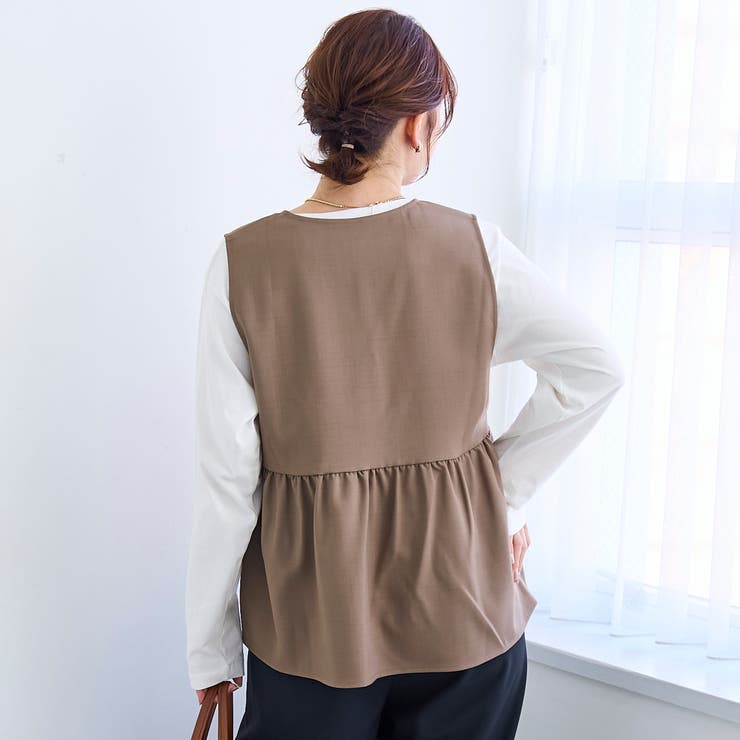 リネンライク ペプラムジップベスト | coen【women】 | 詳細画像11 