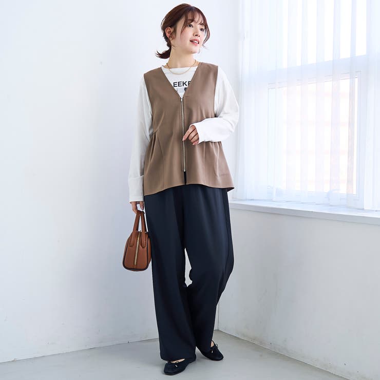 リネンライク ペプラムジップベスト | coen【women】 | 詳細画像7 