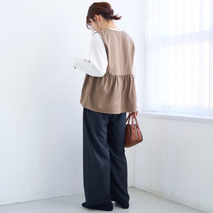 リネンライク ペプラムジップベスト | coen【women】 | 詳細画像9 