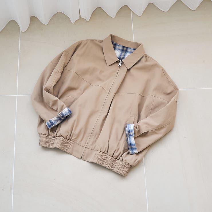 リバーシブルチェックブルゾン（ベージュ） | coen【women】 | 詳細画像1 