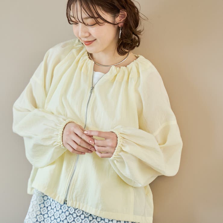 CREAM | シアーギャザージップブルゾン | coen【women】