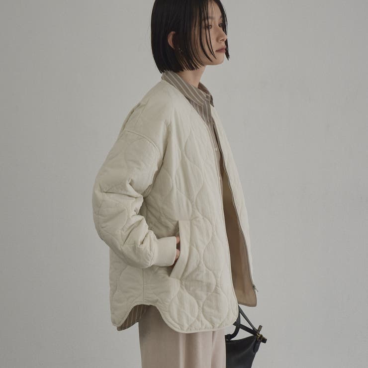 【定番】ノーカラー撥水キルティングブルゾン（WEB限定カラーあり インフルエンサ… | coen【women】 | 詳細画像7 