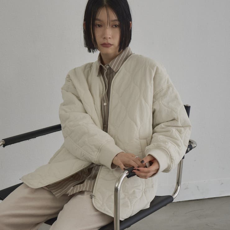 OFF WHITE | 【定番】ノーカラー撥水キルティングブルゾン（WEB限定カラーあり インフルエンサ… | coen【women】
