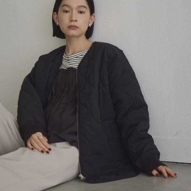 BLACK | 【定番】ノーカラー撥水キルティングブルゾン（WEB限定カラーあり インフルエンサ… | coen【women】