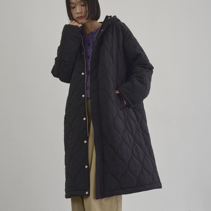 BLACK | 【新型登場◎】フード付き撥水キルティングロングコート | coen【women】