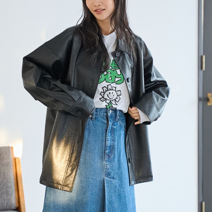 レザーライクシャツブルゾン[品番：COEW0006773]｜coen【women