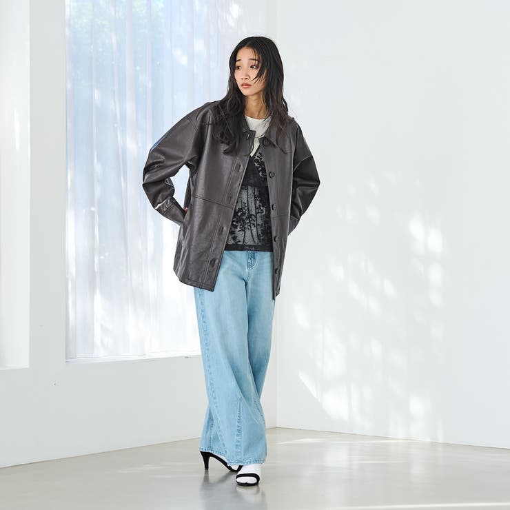 レザーライクシャツブルゾン[品番：COEW0006773]｜coen【women