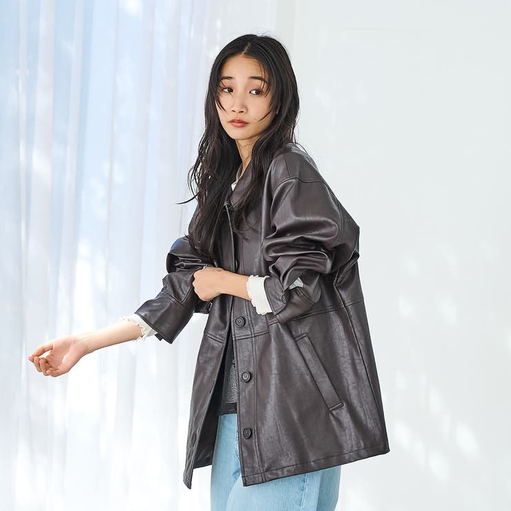レザーライクシャツブルゾン[品番：COEW0006773]｜coen【women