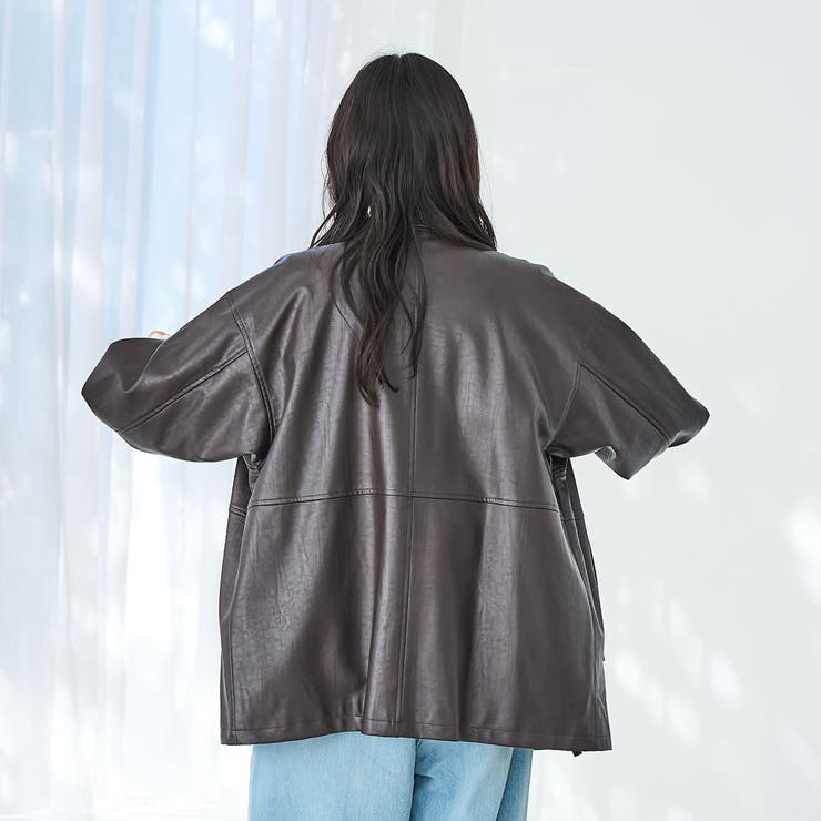 レザーライクシャツブルゾン | coen【women】 | 詳細画像8 