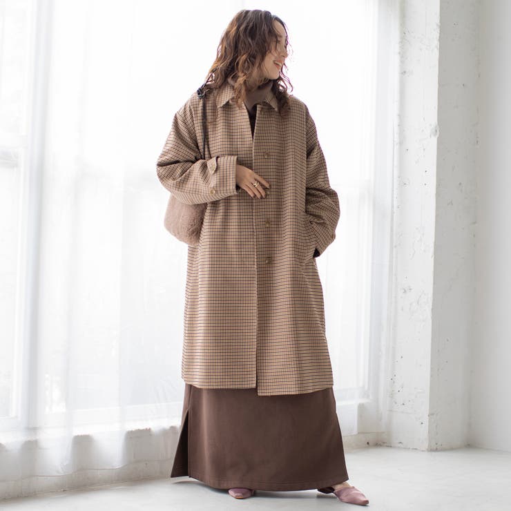 チェック柄ステンカラーコート 品番 Coew0000926 Coen Outlet コーエン アウトレット のレディースファッション通販 Shoplist ショップリスト