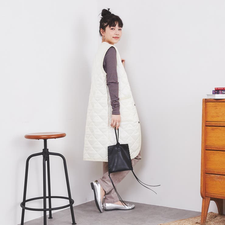 未使用　NEW ERA キルティングベスト ホワイト 収納袋付き　XL Bollington（ボリントン）キルティングロングベスト[品番：COEW0003614