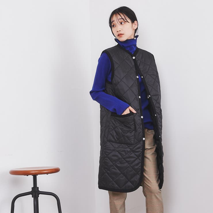 ヘリンドットサイ キルティング ロング ベスト 紺 楽天市場】【SALE