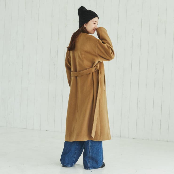 極美品【コントワー・デ・コトニエ】カシミヤ混ウール ロングコート フレア 茶 ユニクロ公式 | ウールカシミヤローデンコート（コントワーデコトニエ）