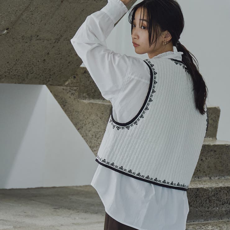MARKET （マーケット）配色刺繍キルティングベスト | coen【women】 | 詳細画像4 