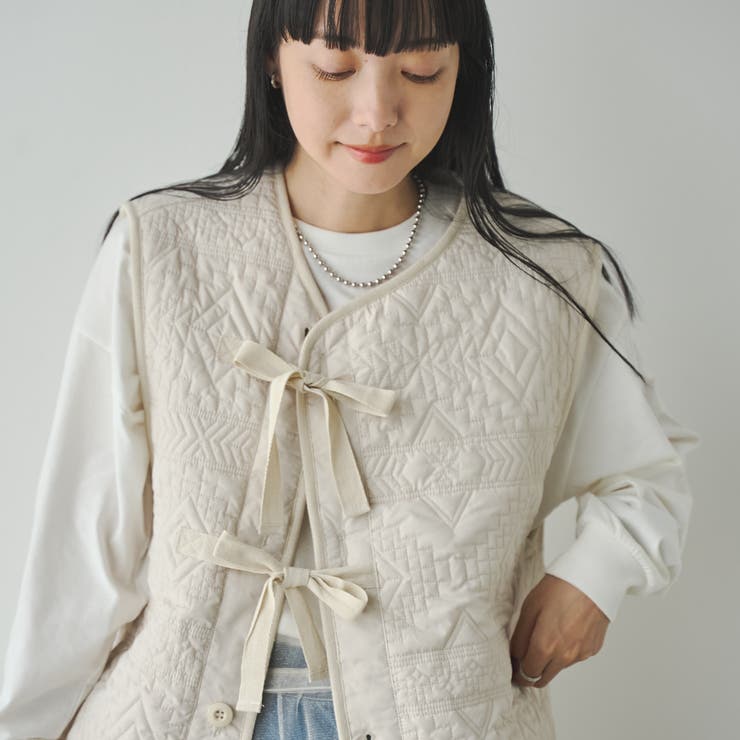幾何柄キルトリバーシブルベスト | coen【women】 | 詳細画像15 