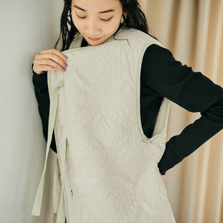 幾何柄キルトリバーシブルベスト | coen【women】 | 詳細画像38 