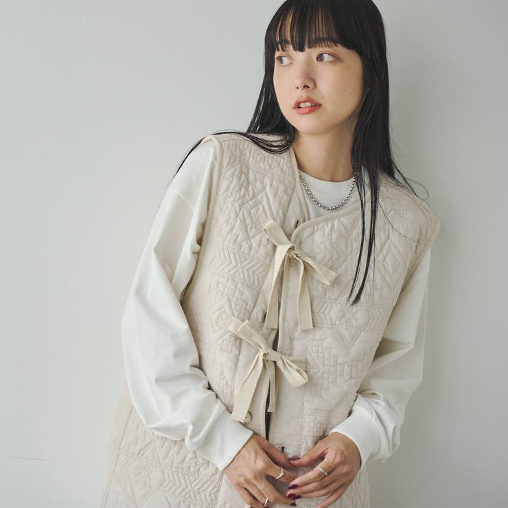 OFF WHITE | 幾何柄キルトリバーシブルベスト | coen【women】