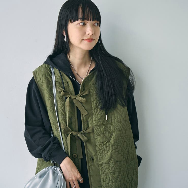 OLIVE | 幾何柄キルトリバーシブルベスト | coen【women】