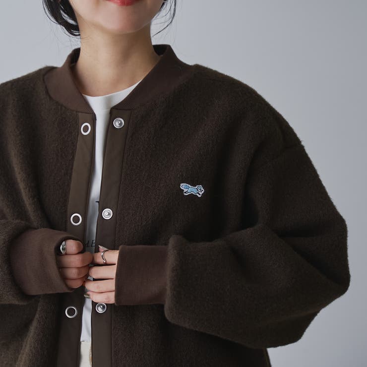 カミエルフォートヘンス、ボアブルゾン、ネイビーウール、内側は生成りコットン、 Penneys（ぺニーズ）別注クルーネックボアブルゾン[品番：COEW0006641