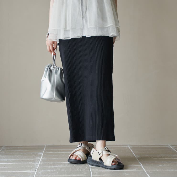 BLACK | リブナロースカート | coen【women】