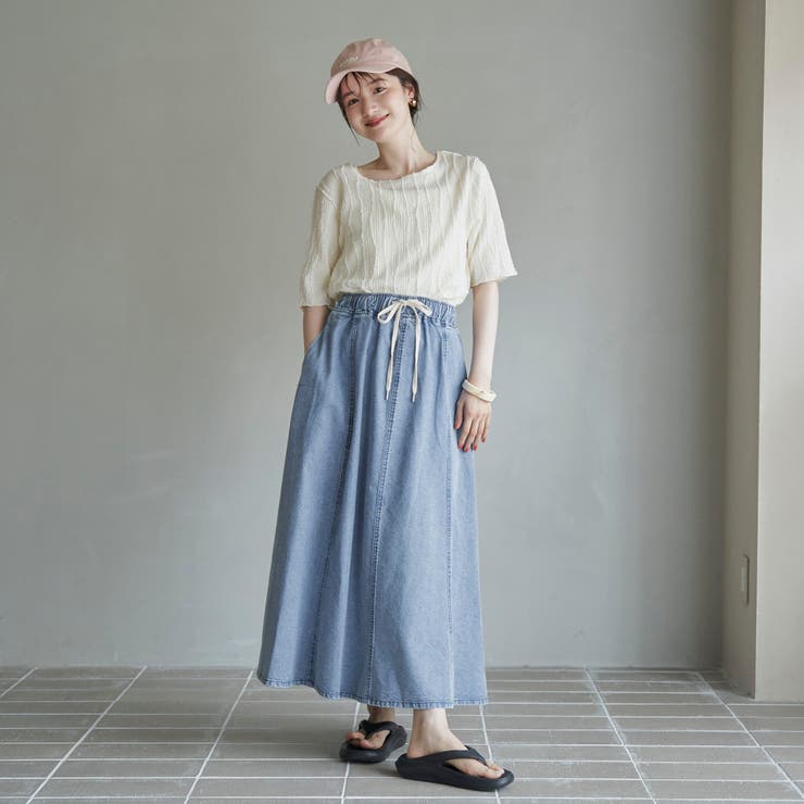 コットンレーヨンデニムパネルフレアスカート | coen【women】 | 詳細画像11 