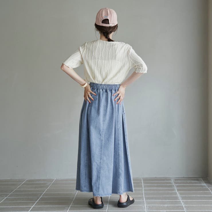 コットンレーヨンデニムパネルフレアスカート | coen【women】 | 詳細画像13 