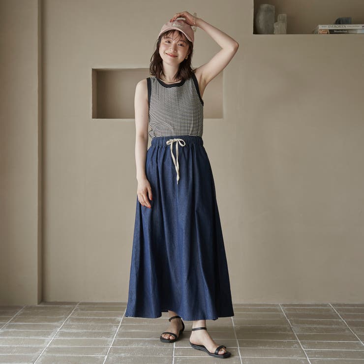 コットンレーヨンデニムパネルフレアスカート | coen【women】 | 詳細画像17 