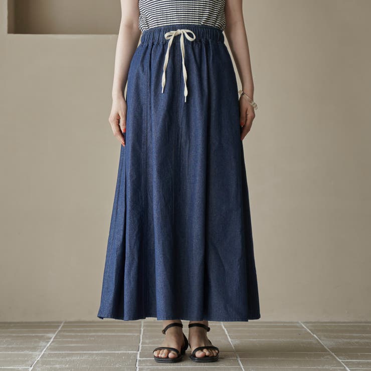 コットンレーヨンデニムパネルフレアスカート | coen【women】 | 詳細画像20 