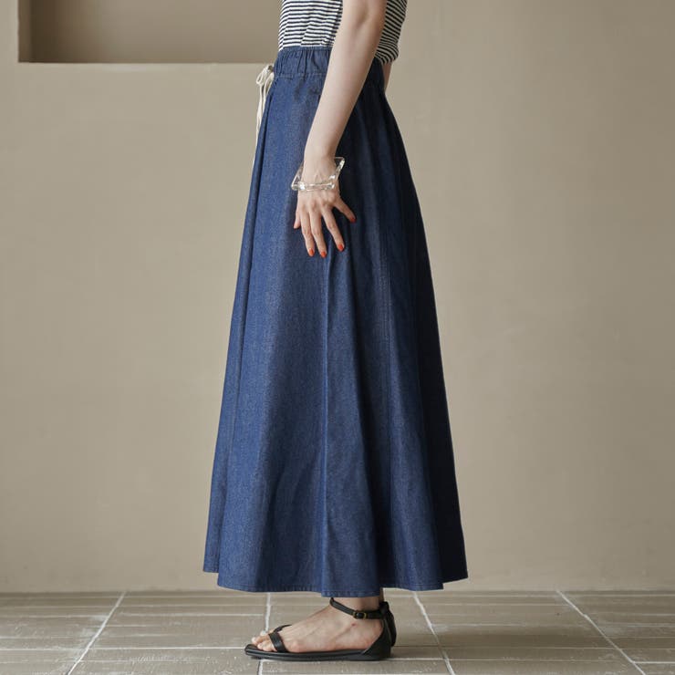 コットンレーヨンデニムパネルフレアスカート | coen【women】 | 詳細画像21 