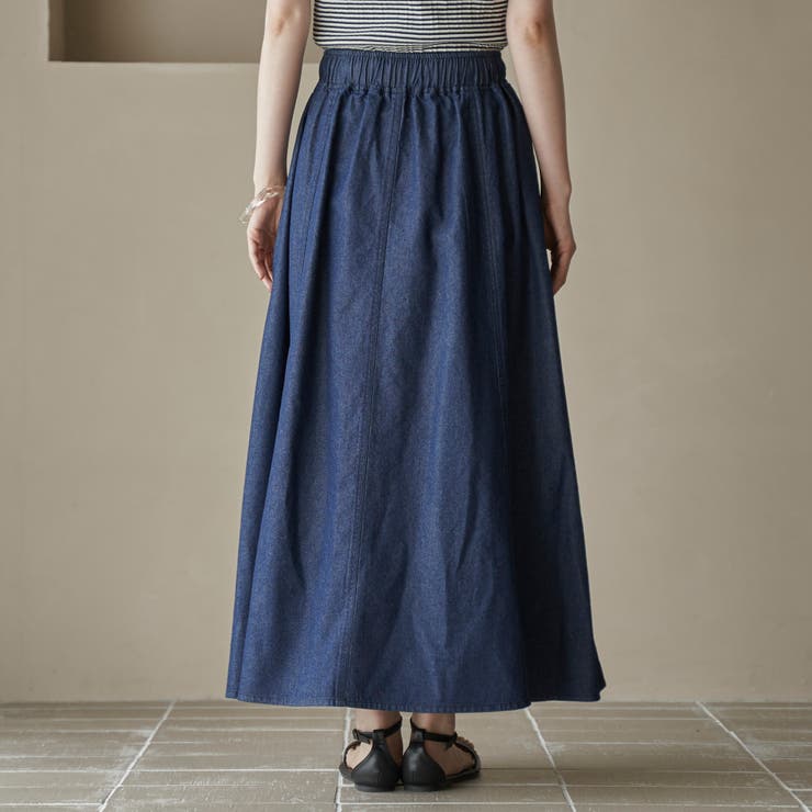 コットンレーヨンデニムパネルフレアスカート | coen【women】 | 詳細画像22 