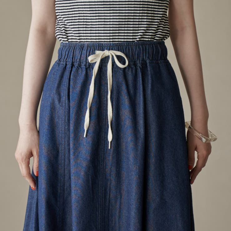 コットンレーヨンデニムパネルフレアスカート | coen【women】 | 詳細画像23 