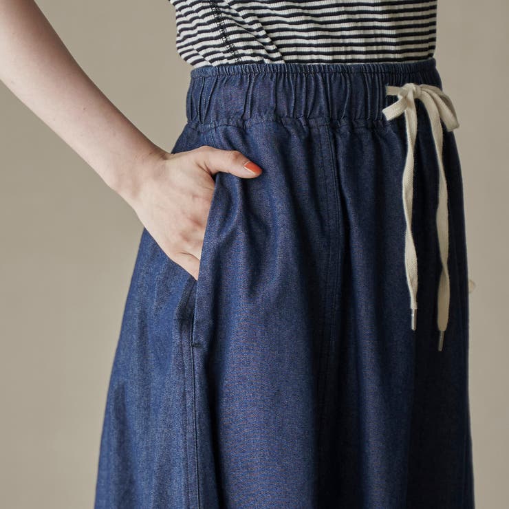 コットンレーヨンデニムパネルフレアスカート | coen【women】 | 詳細画像24 
