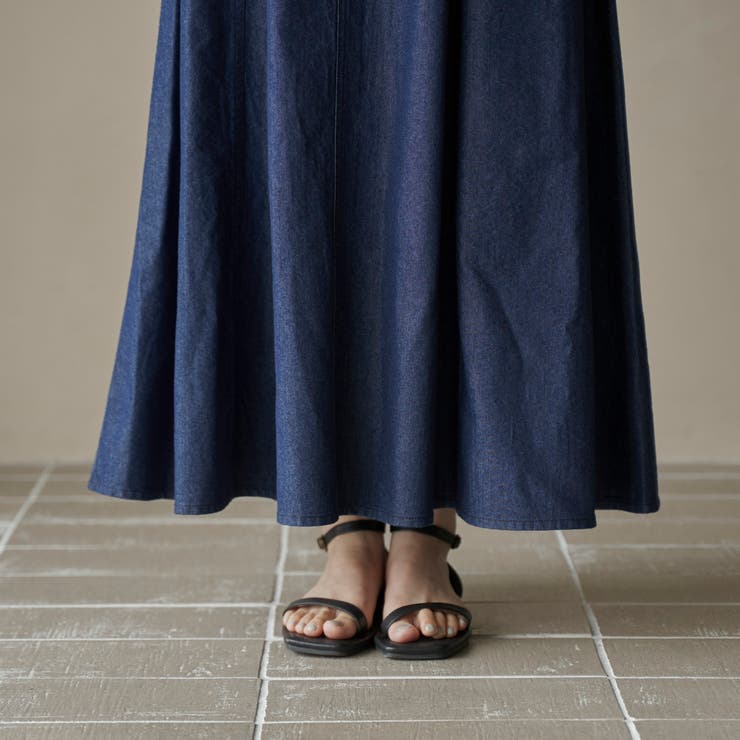 コットンレーヨンデニムパネルフレアスカート | coen【women】 | 詳細画像25 