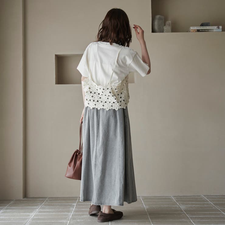 コットンレーヨンデニムパネルフレアスカート | coen【women】 | 詳細画像7 