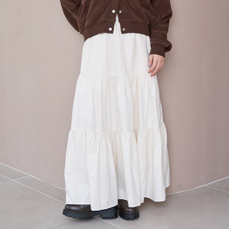 OFF WHITE | ウールライクガーゼティアードスカート | coen【women】