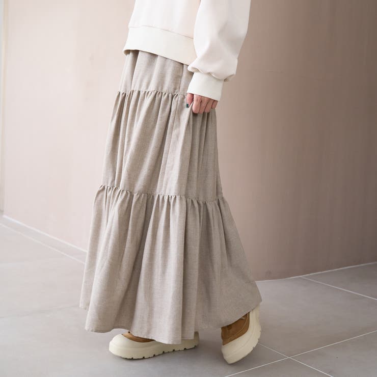 BEIGE | ウールライクガーゼティアードスカート | coen【women】