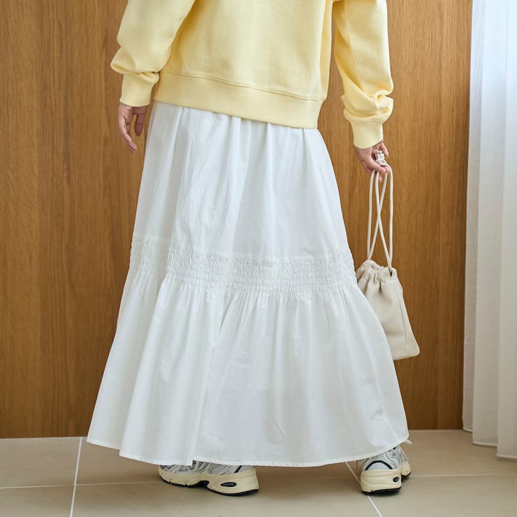 コットンタイプライター シャーリングティアードスカート | coen【women】 | 詳細画像4 