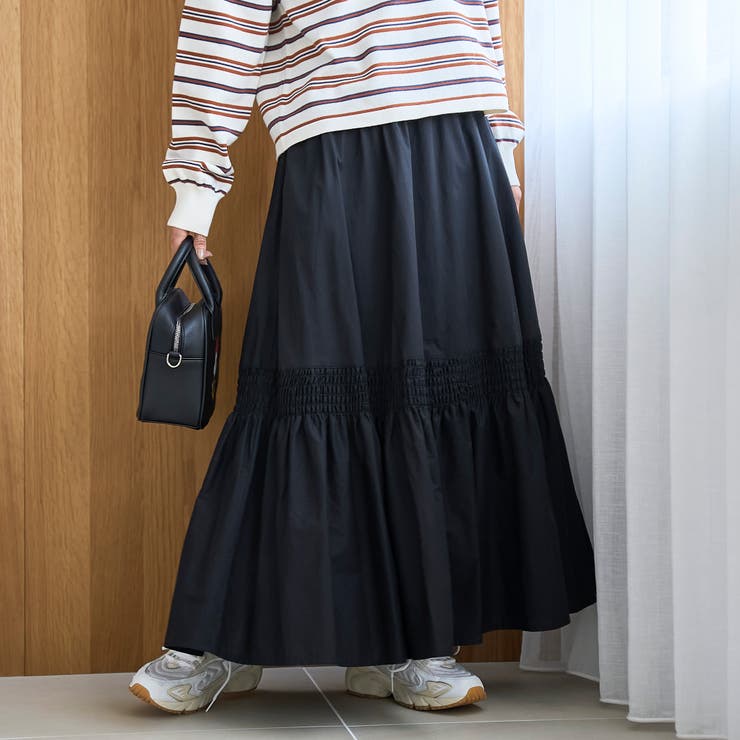コットンタイプライター シャーリングティアードスカート | coen【women】 | 詳細画像9 