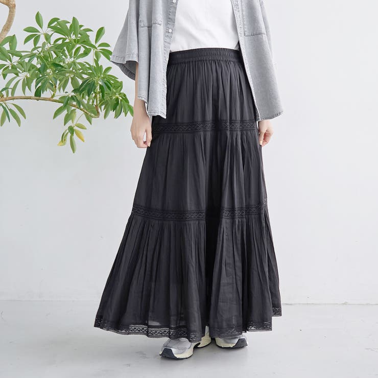 BLACK | 【MARKET（マーケット）】 レースティアードスカート | coen【women】