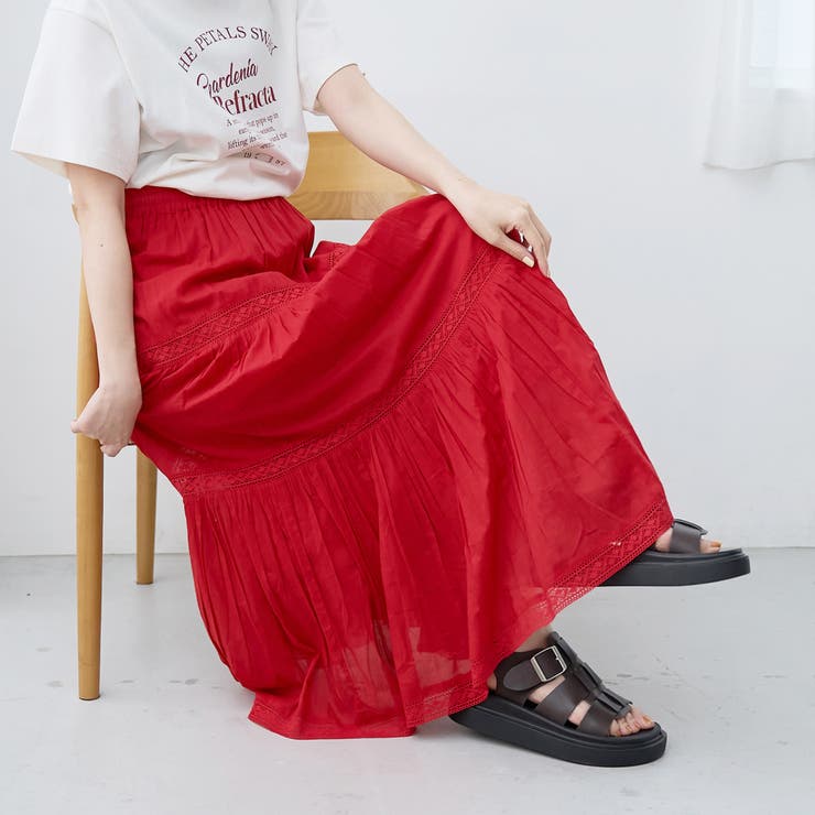 RED | 【MARKET（マーケット）】 レースティアードスカート | coen【women】