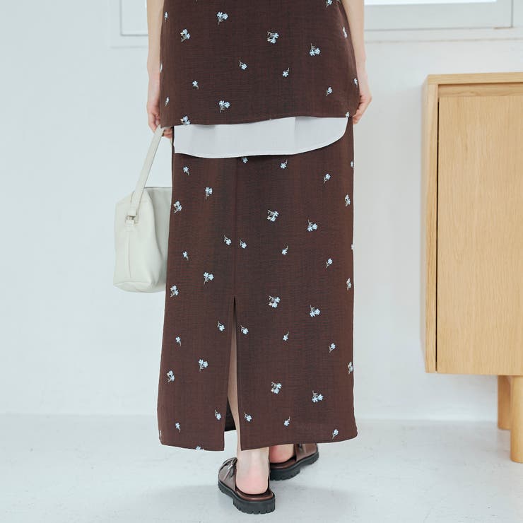 【セットアップ対応】フラワー刺繍イージーナロースカート | coen【women】 | 詳細画像15 