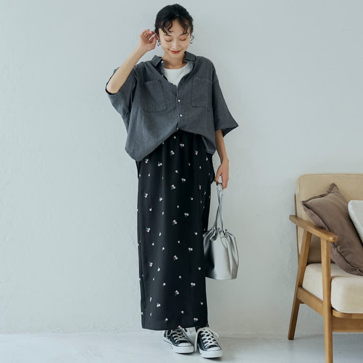 【セットアップ対応】フラワー刺繍イージーナロースカート | coen【women】 | 詳細画像2 