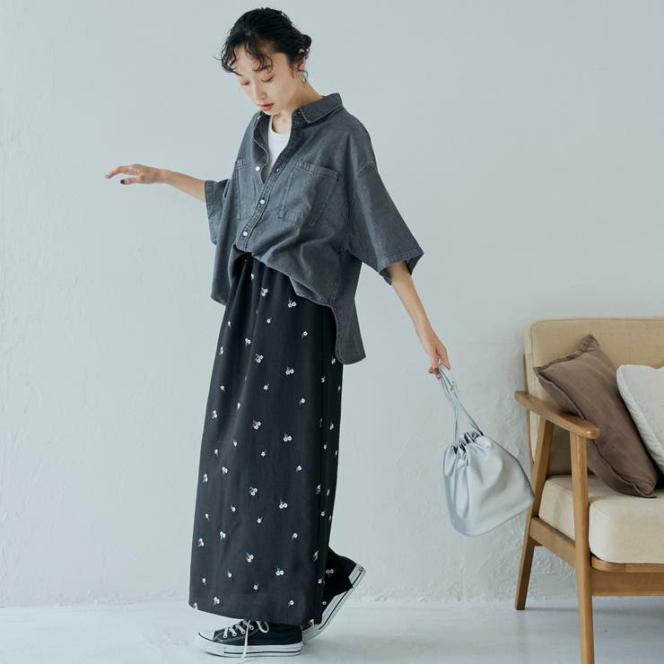 【セットアップ対応】フラワー刺繍イージーナロースカート | coen【women】 | 詳細画像4 