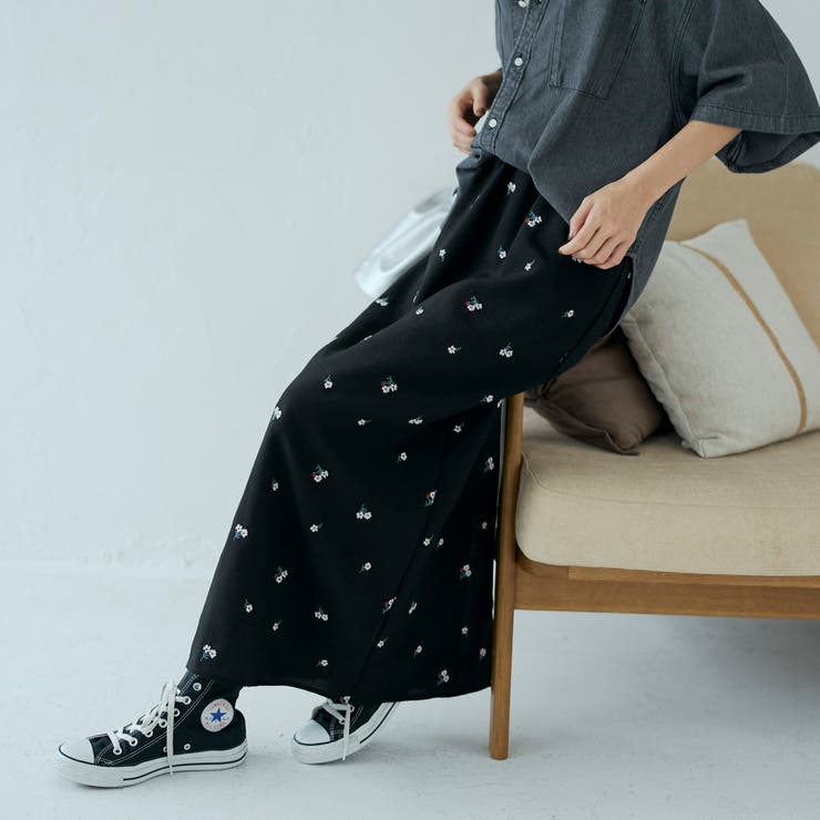【セットアップ対応】フラワー刺繍イージーナロースカート | coen【women】 | 詳細画像8 
