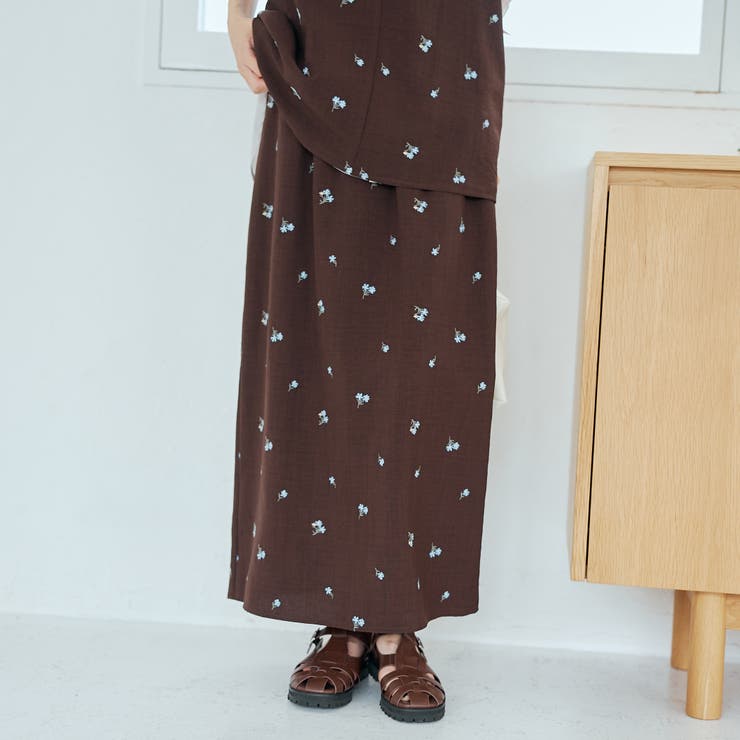 DK.BROWN | 【セットアップ対応】フラワー刺繍イージーナロースカート | coen【women】
