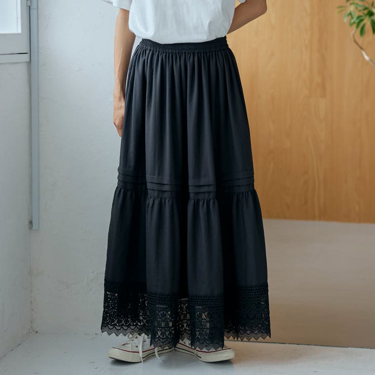 裾レース刺繍ティアードスカート | coen【women】 | 詳細画像1 